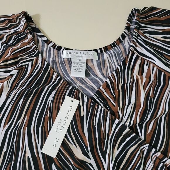 Pursuits Swirly Stripe Jersey V-neck Midi Dress - Picture 9 of 16